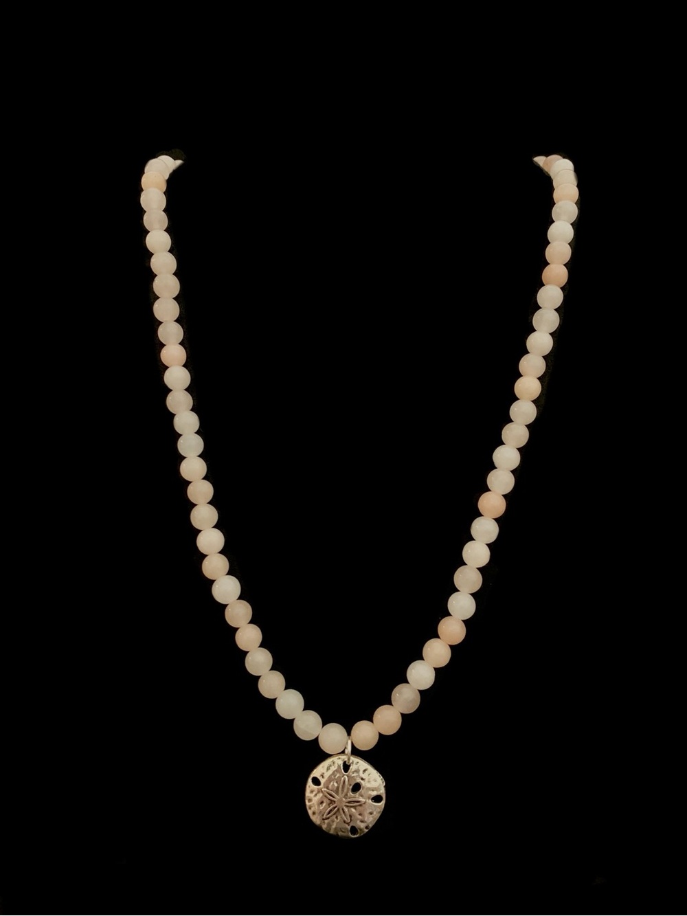 Sand Dollar Pendant Necklace with Cream Beads